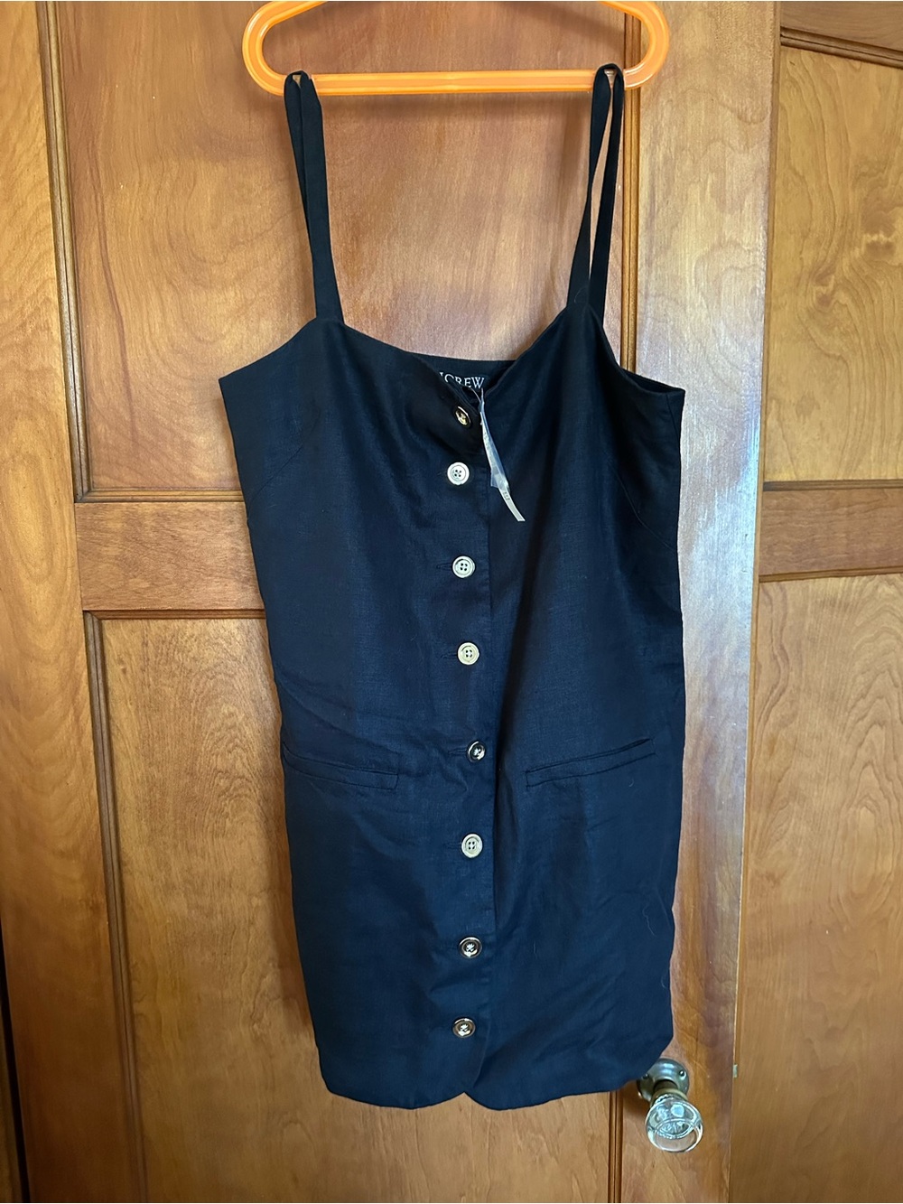 J. Crew Black Button-Front 100% linen dress